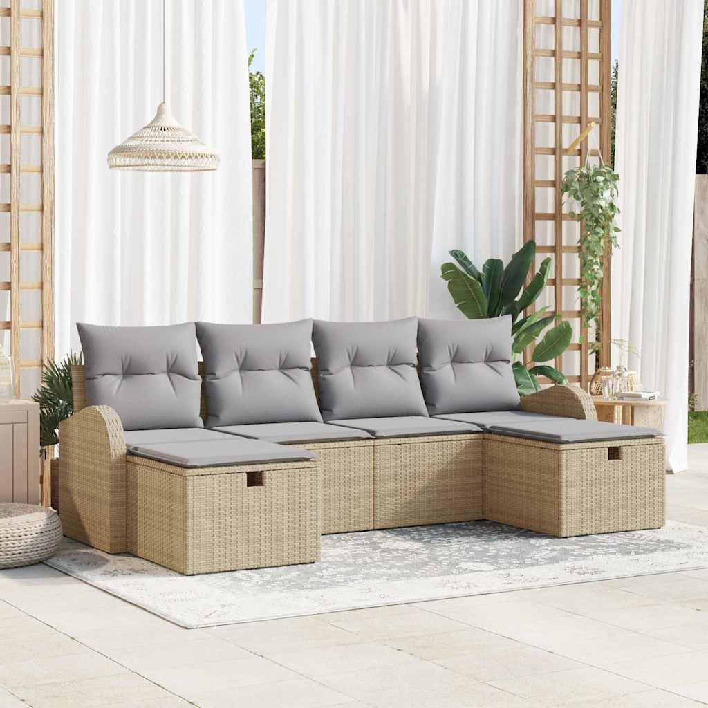 vidaXL 6 uds. Beige y Gris Claro