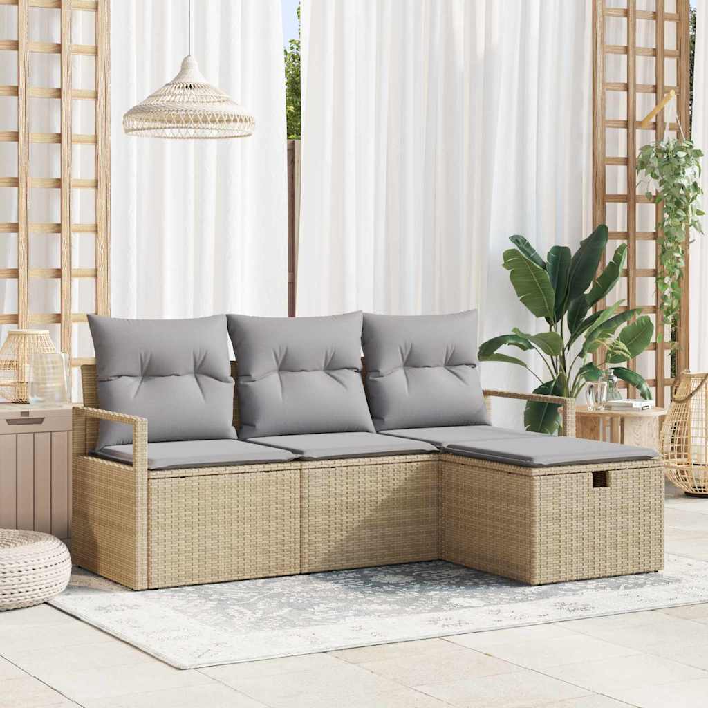 vidaXL Juego de Sofá 4 uds. 4-Número de plazas Beige y Gris Claro