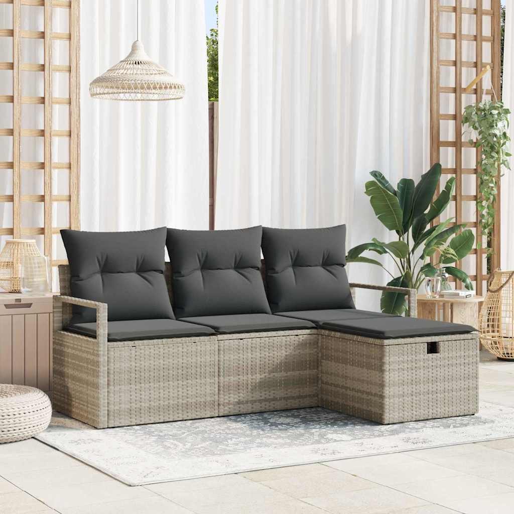 vidaXL Juego de Sofá 4 uds. 4-Número de plazas Gris Claro