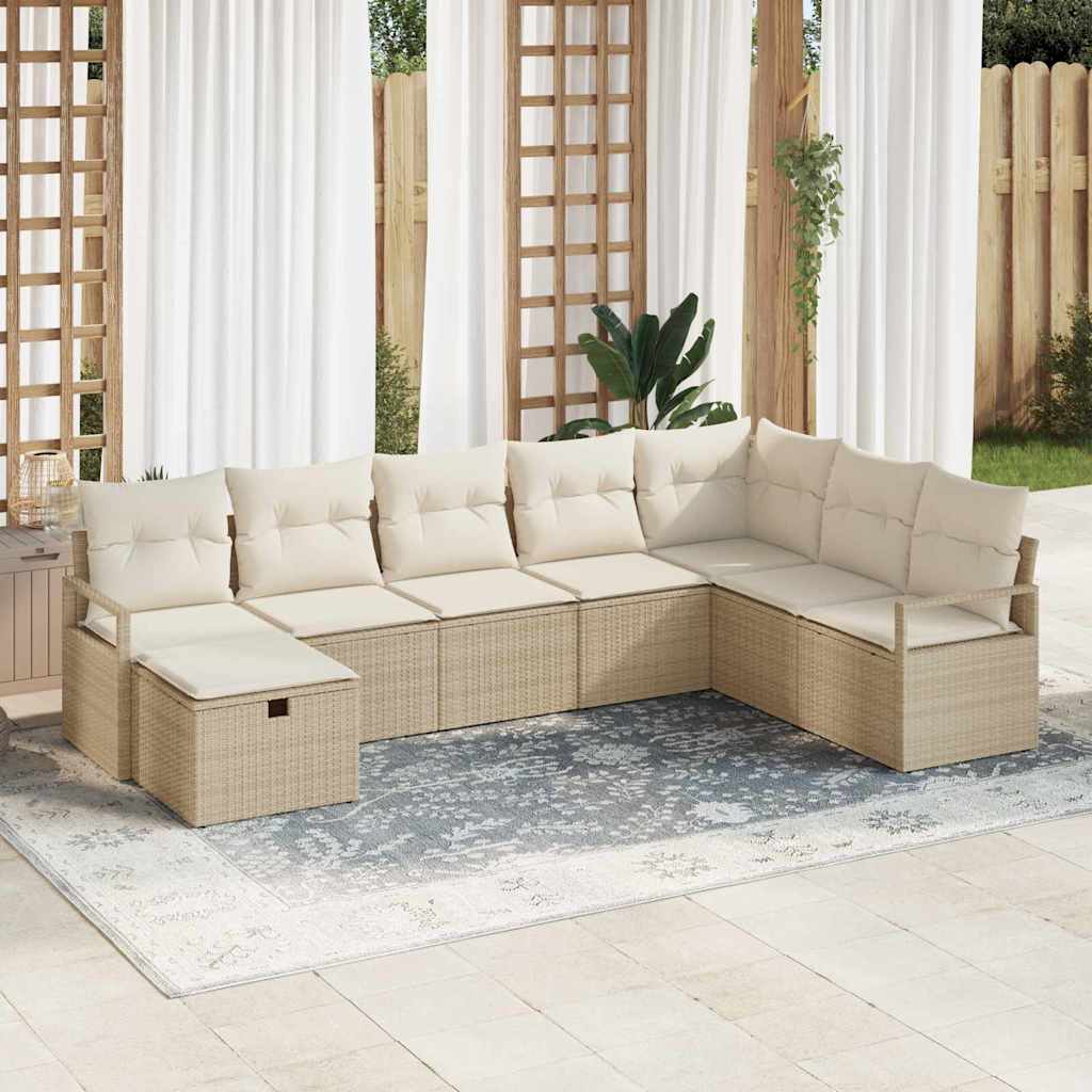 vidaXL Juego de Sofá con cojín Manual Beige y Crema ratán sintético