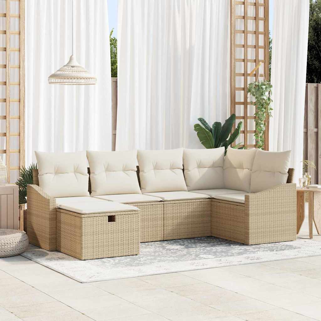 vidaXL Juego de Sofá con cojín Beige y Crema ratán sintético