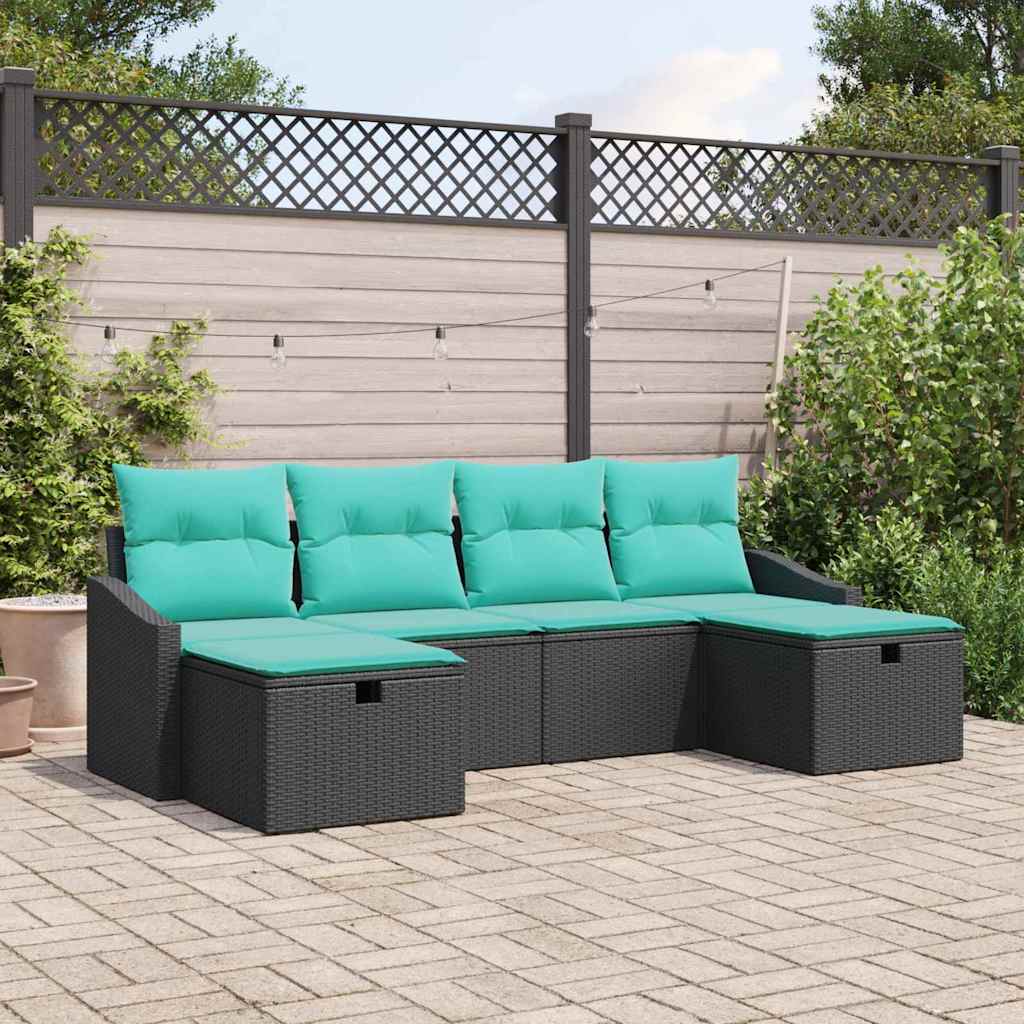 vidaXL Conjunto de sofá de jardín 6 uds. ratán sintético