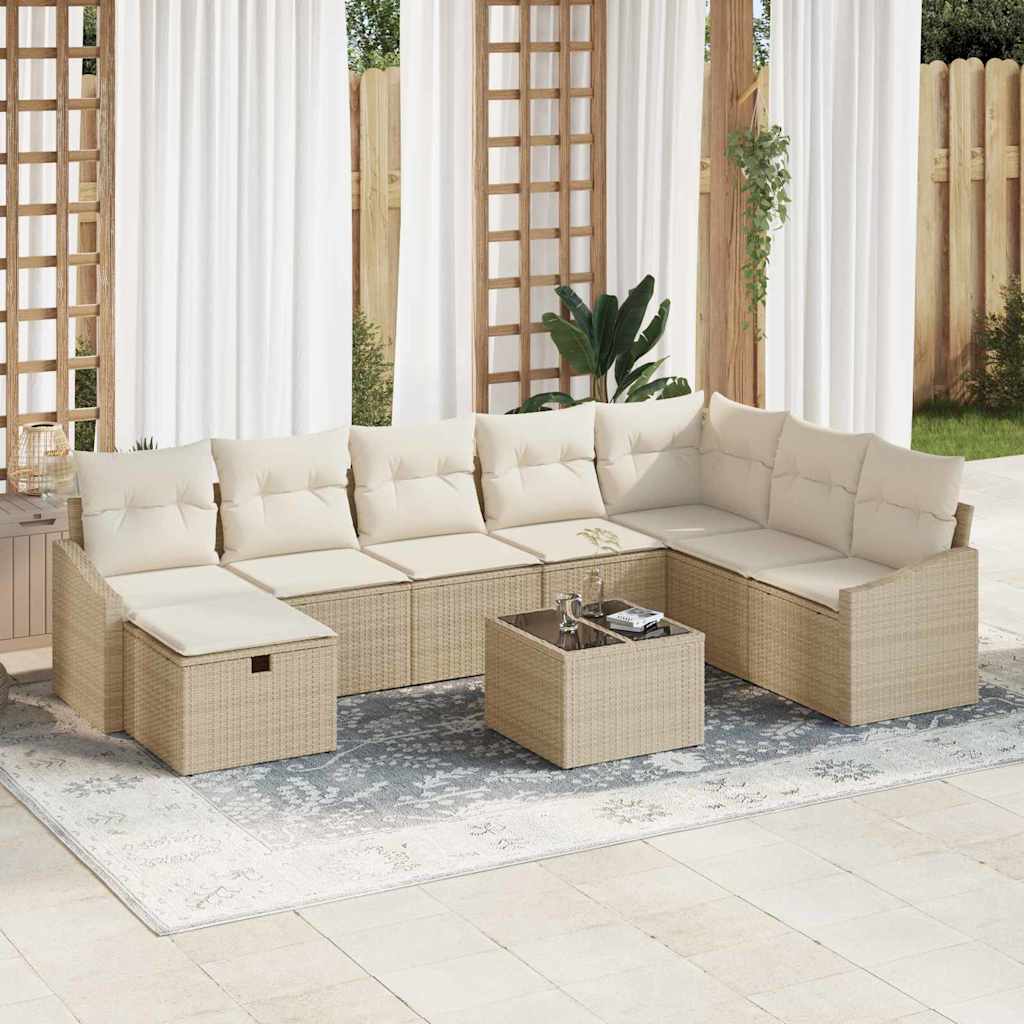 vidaXL Conjunto de sofá de jardín 9 uds. ratán sintético