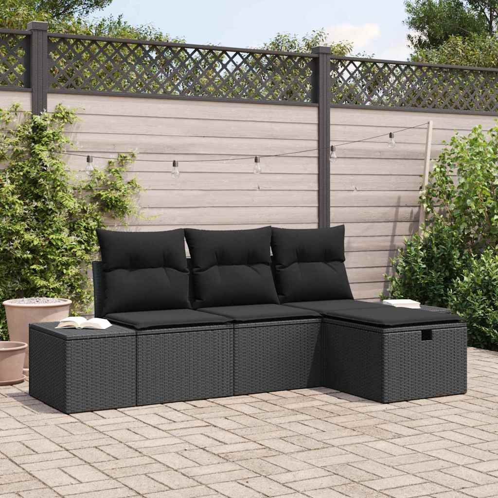 vidaXL Conjunto de sofá de jardín 4 uds. ratán sintético