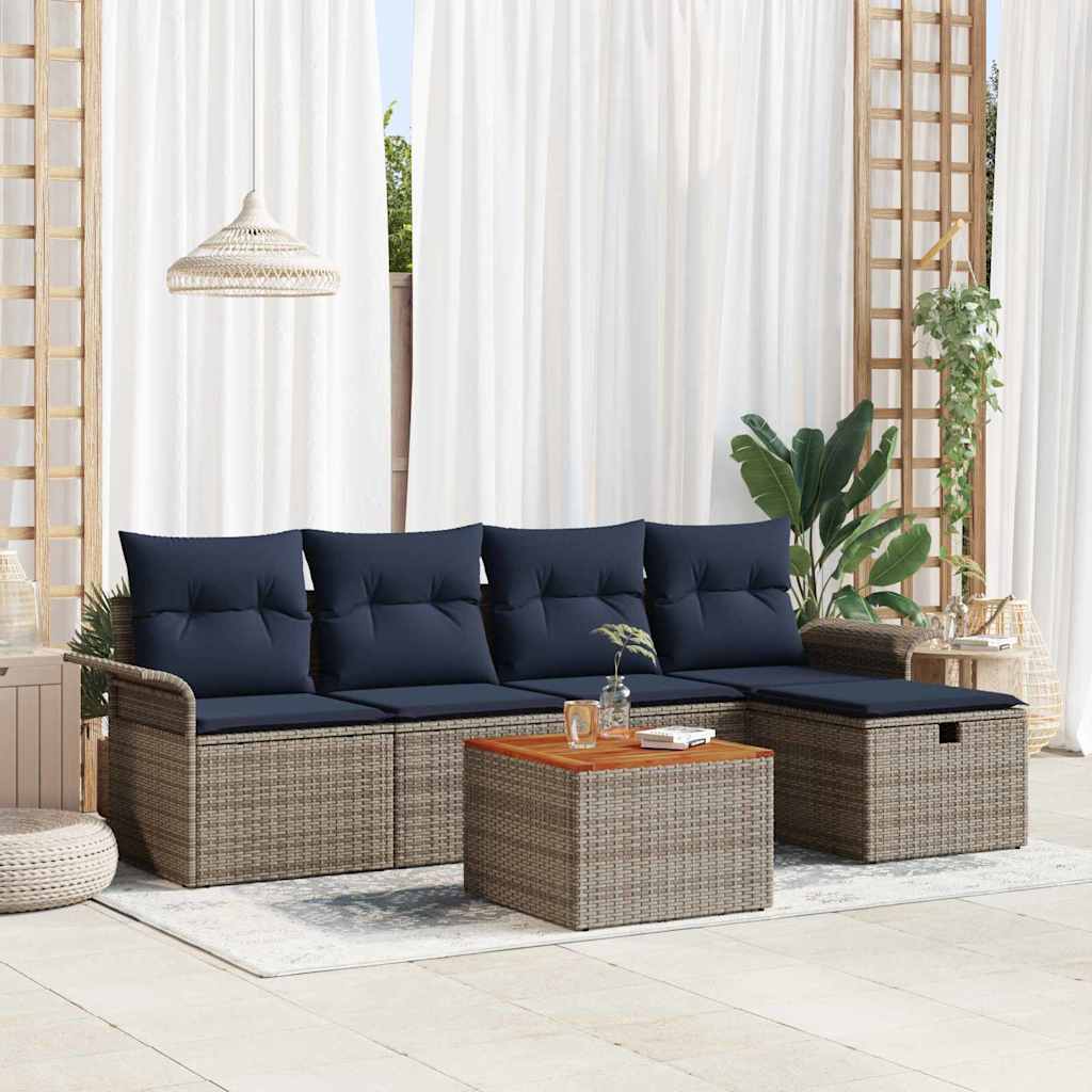 vidaXL Conjunto de sofás de jardín 6 uds. Gris ratán sintético