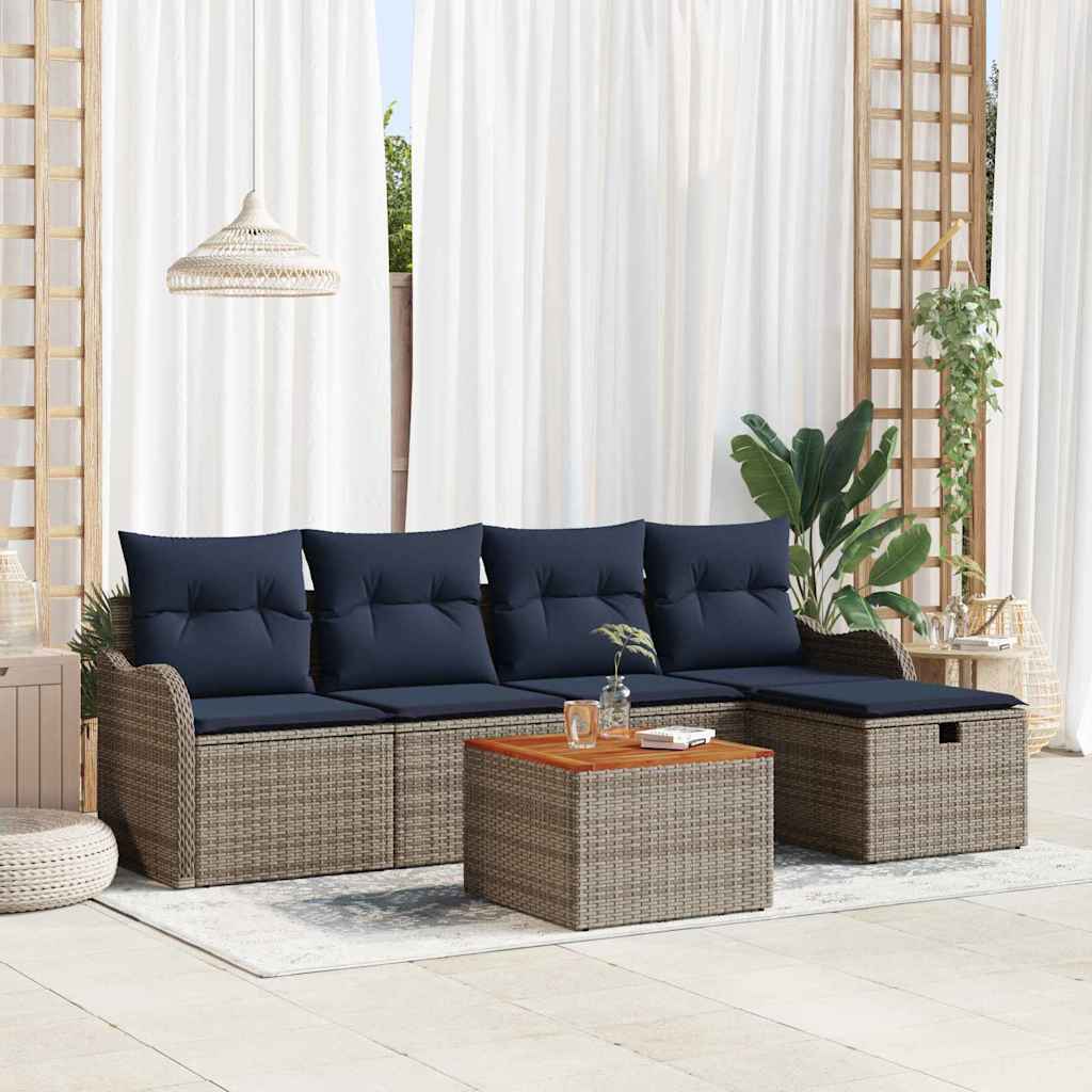vidaXL Conjunto de sofás de jardín 6 uds. Gris ratán sintético