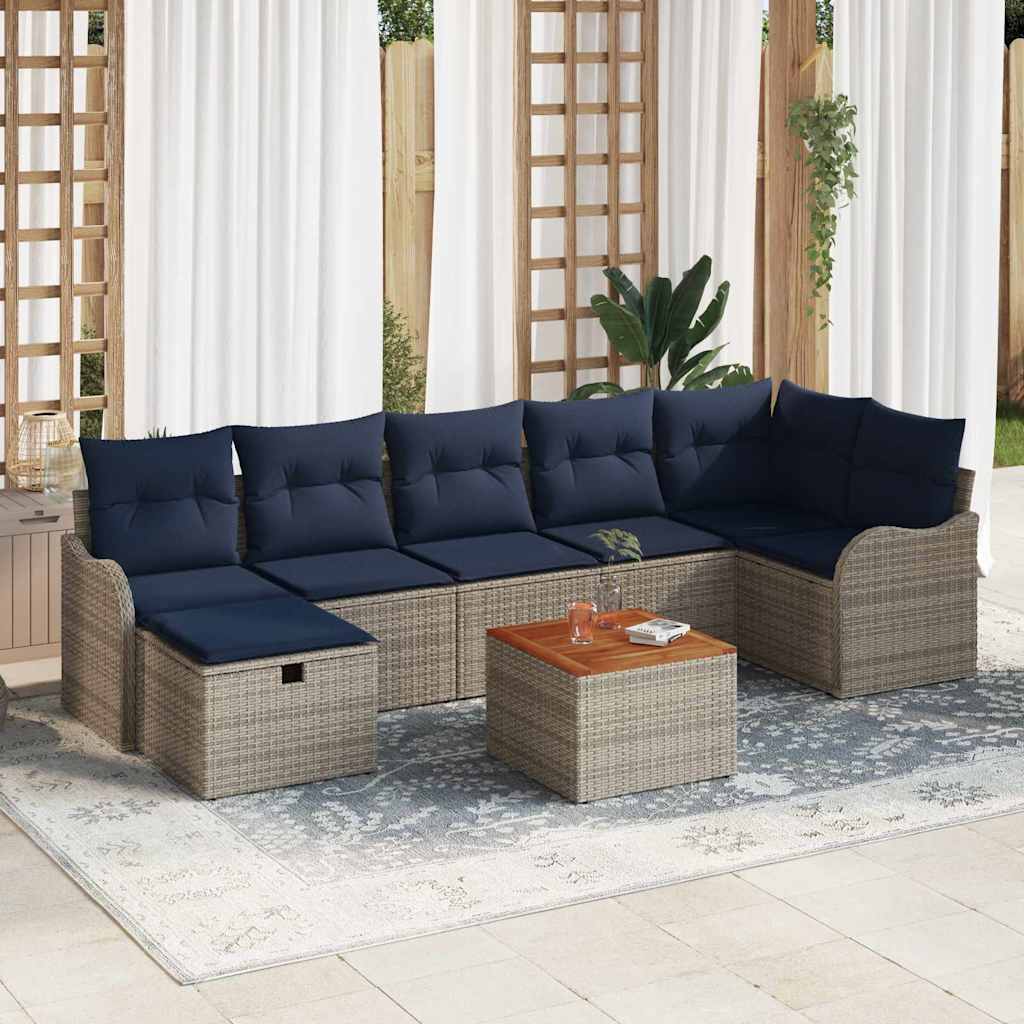 vidaXL Conjunto de sofás de jardín 8 uds. Gris ratán sintético
