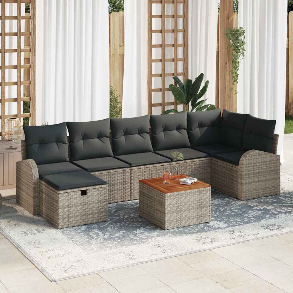 vidaXL Conjunto de sofás de jardín 8 uds. Gris ratán sintético
