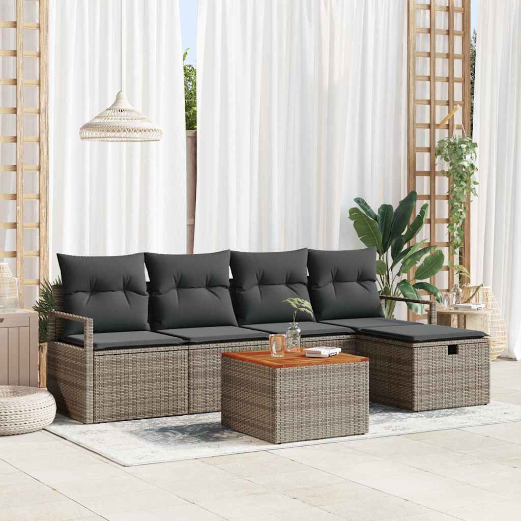 vidaXL Conjunto de sofás de jardín 6 uds. Gris ratán sintético