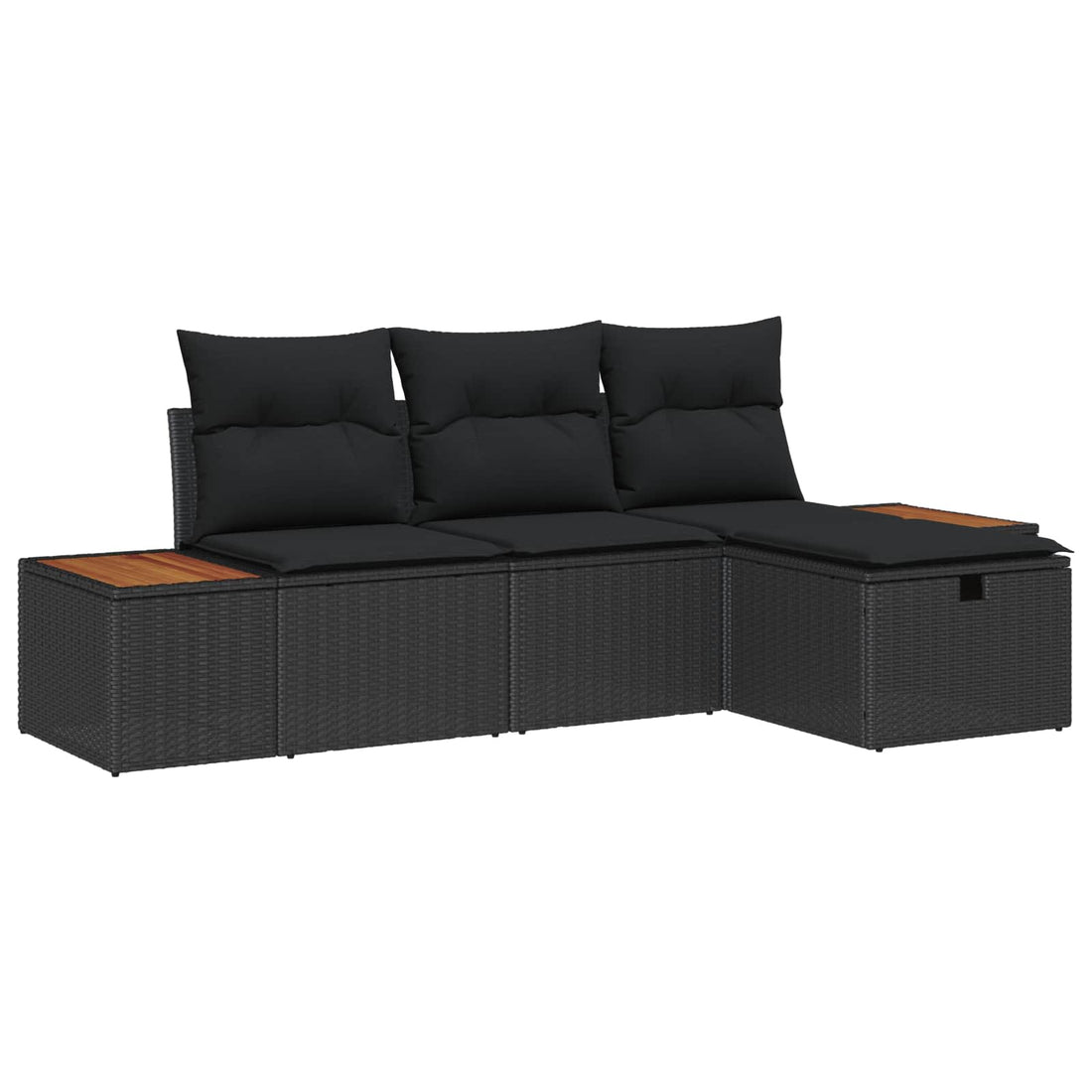 vidaXL Conjunto de sofá de jardín 4 uds. Negro ratán sintético