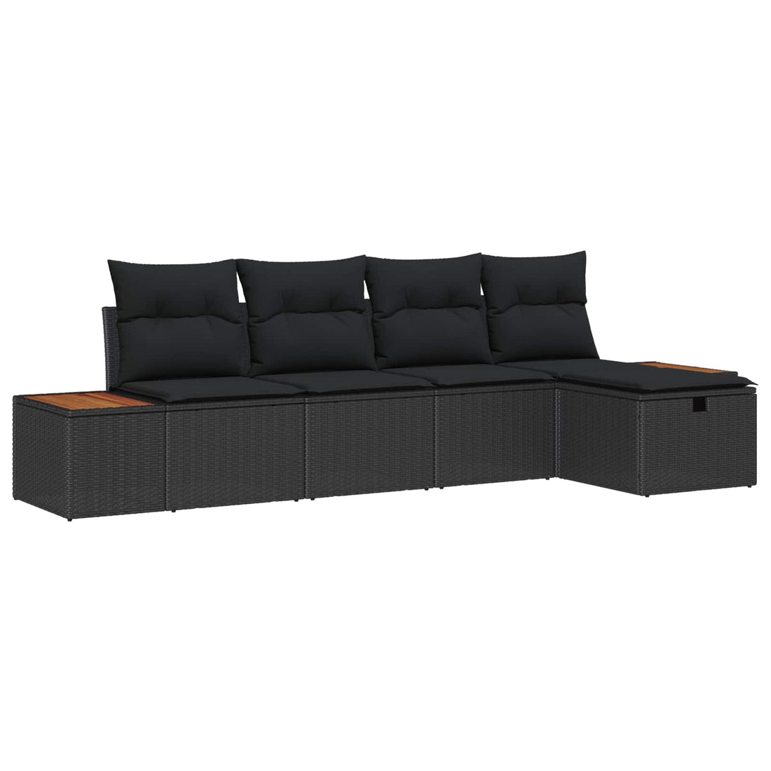 vidaXL Conjunto de sofás de jardín 5 uds. Negro ratán sintético