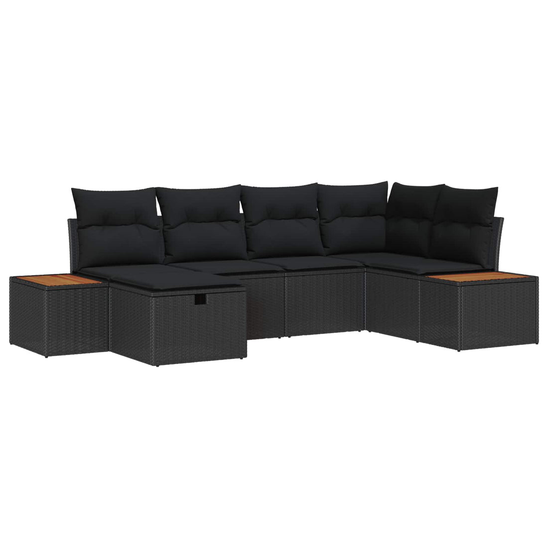 vidaXL Conjunto de sofás de jardín 6 uds. Negro ratán sintético