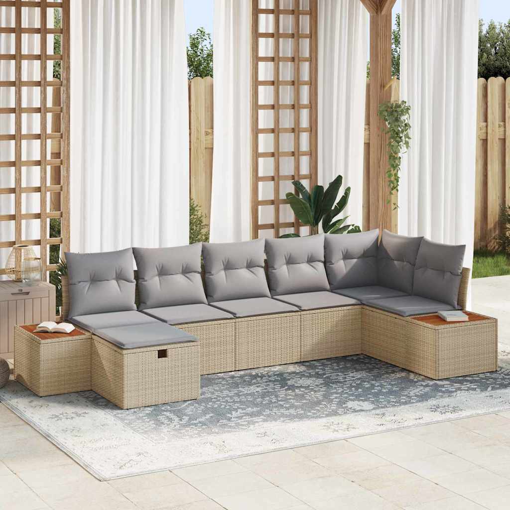 vidaXL Conjunto de sofás de jardín 8 uds. Beige ratán sintético
