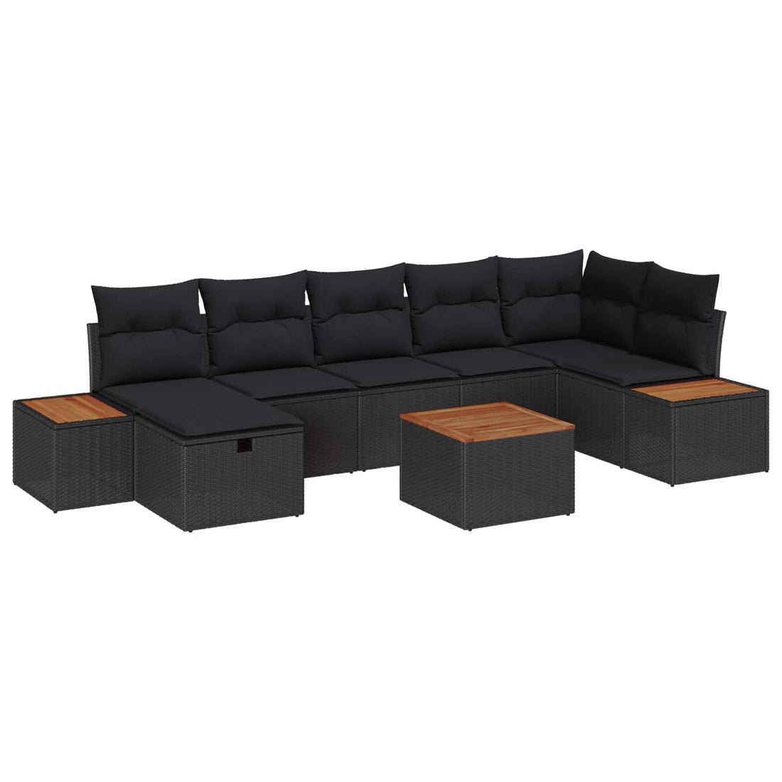 vidaXL Conjunto de sofás de jardín 8 uds. Negro ratán sintético