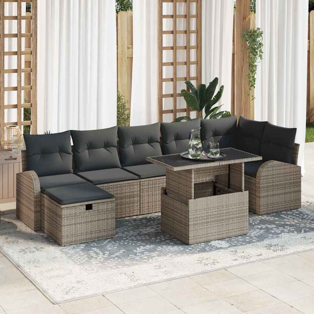 vidaXL Conjunto de sofá de jardín 8 uds. Gris ratán sintético