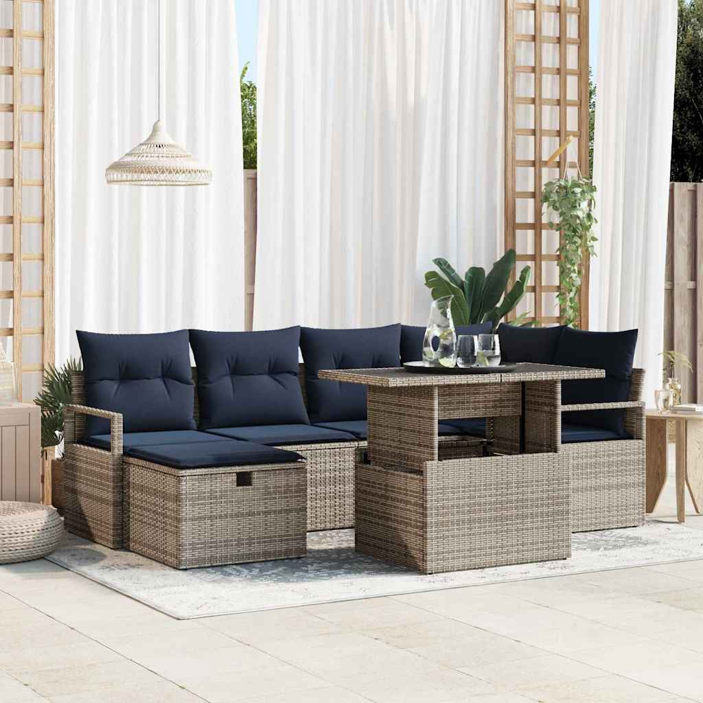 vidaXL Conjunto de sofá de jardín 7 uds. ratán sintético