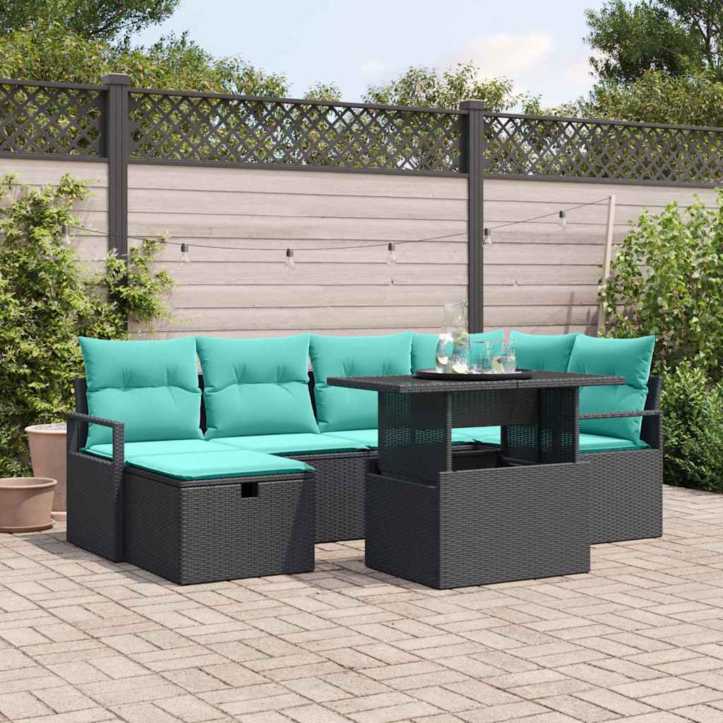 vidaXL Conjunto de sofá de jardín 7 uds. ratán sintético