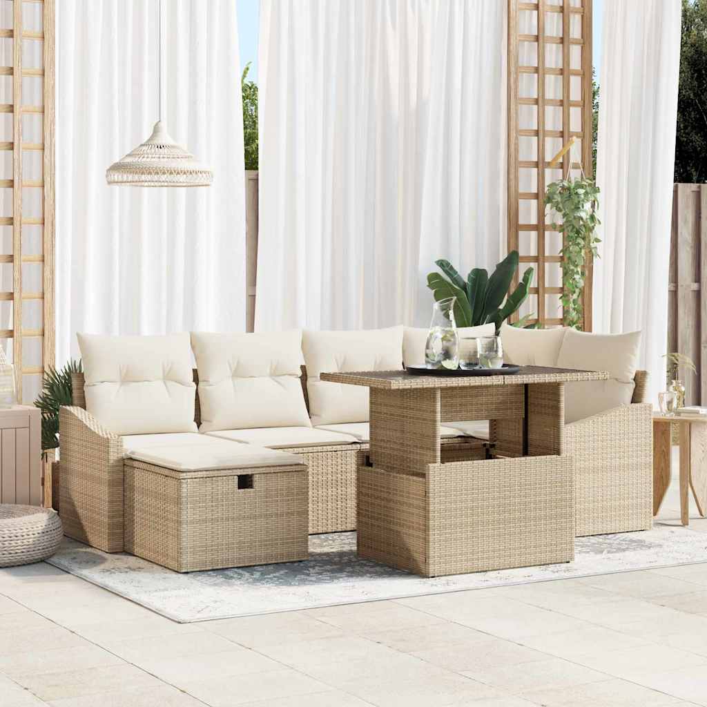 vidaXL Conjunto de sofá de jardín 7 uds. ratán sintético