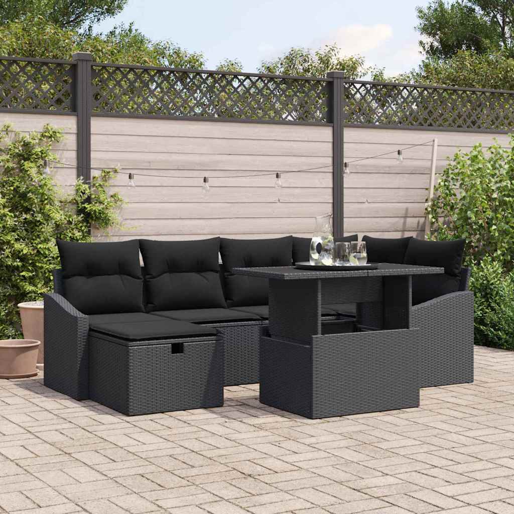 vidaXL Conjunto de sofá de jardín 7 uds. ratán sintético