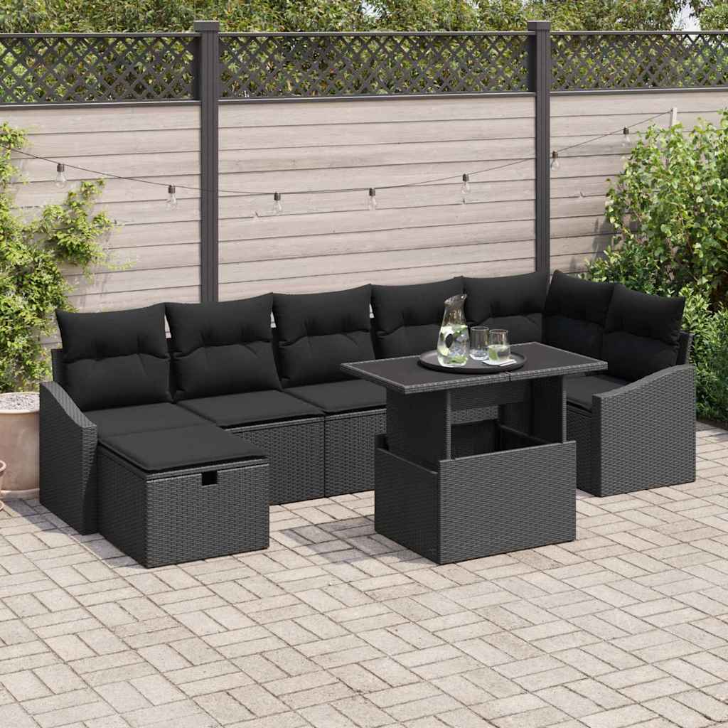 vidaXL Conjunto de sofá de jardín 8 uds. ratán sintético