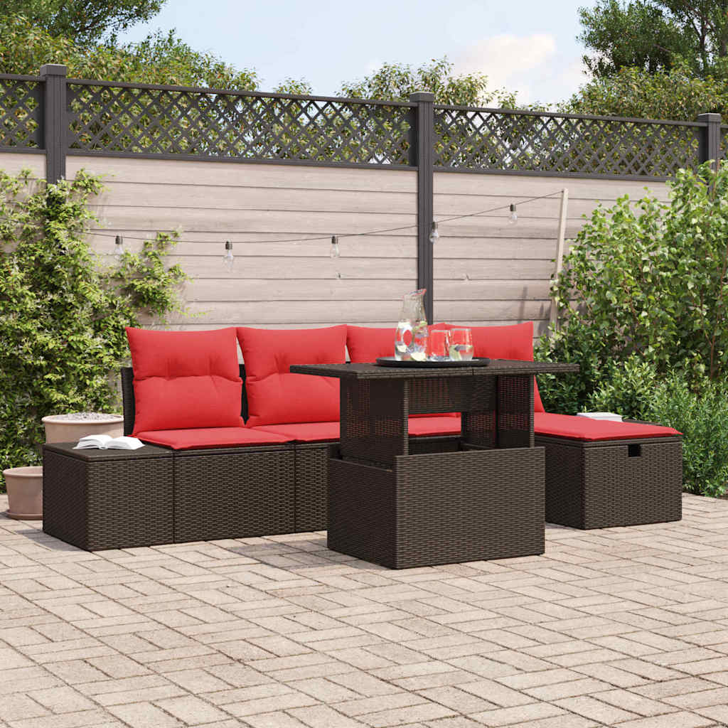 vidaXL Conjunto de sofá de jardín 6 uds. ratán sintético