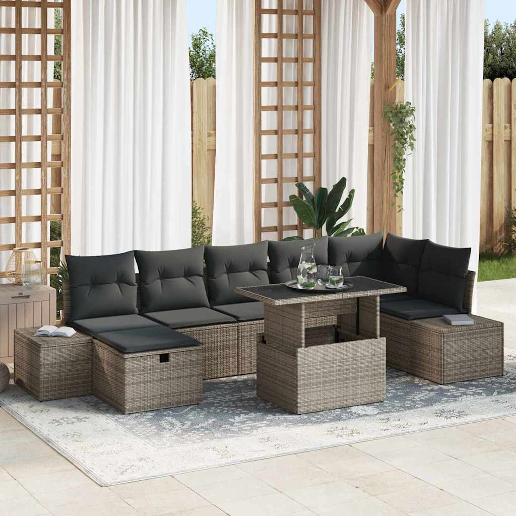 vidaXL Conjunto de sofá de jardín 8 uds. ratán sintético