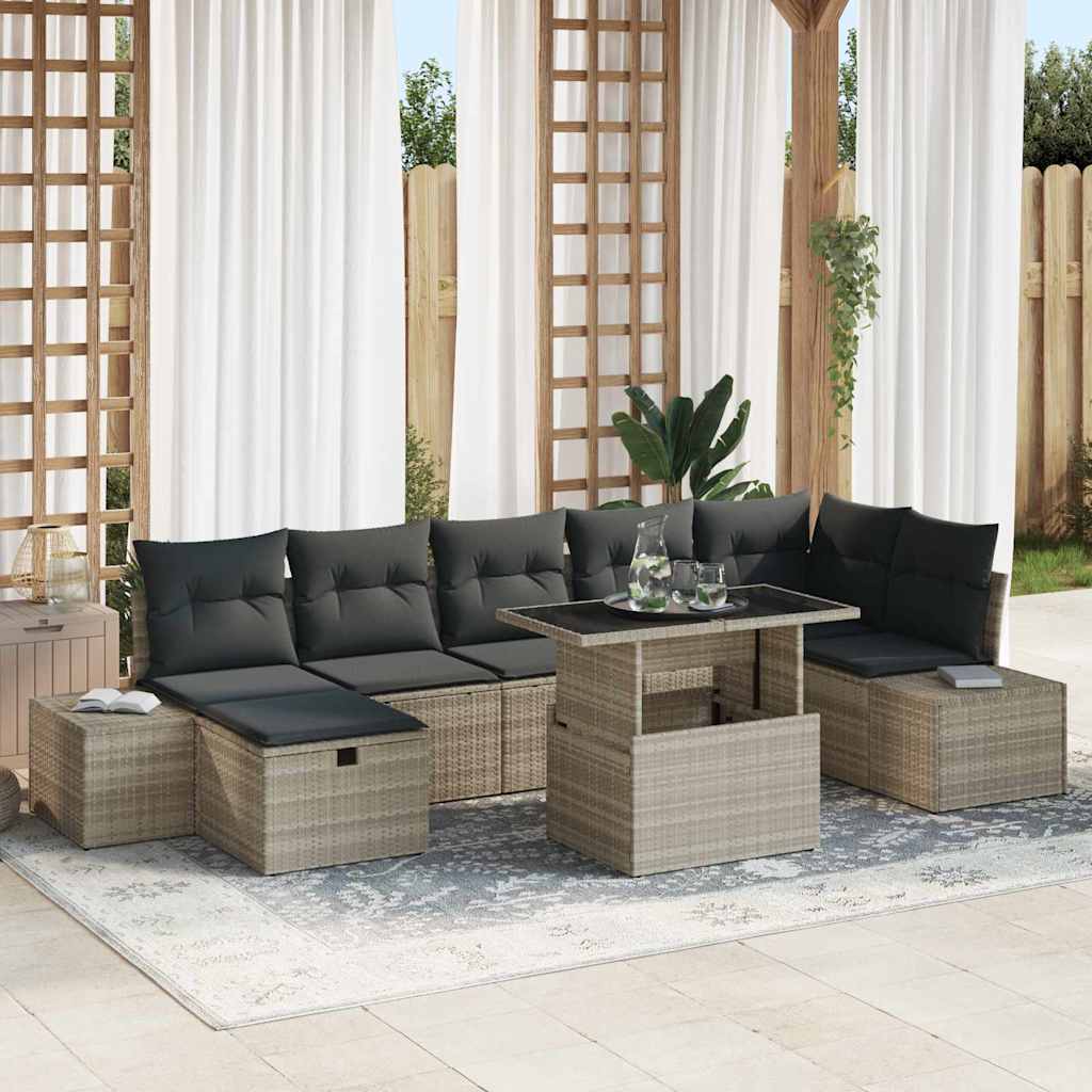 vidaXL Conjunto de sofá de jardín 8 uds. ratán sintético