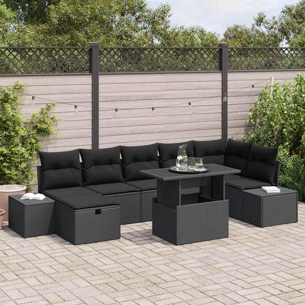 vidaXL Conjunto de sofá de jardín 8 uds. ratán sintético