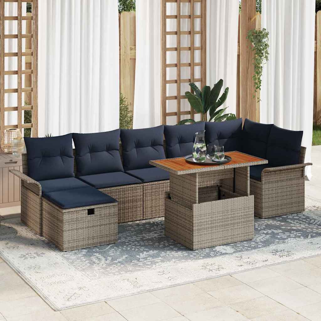 vidaXL Conjunto de sofás de jardín 8 uds. Gris ratán sintético