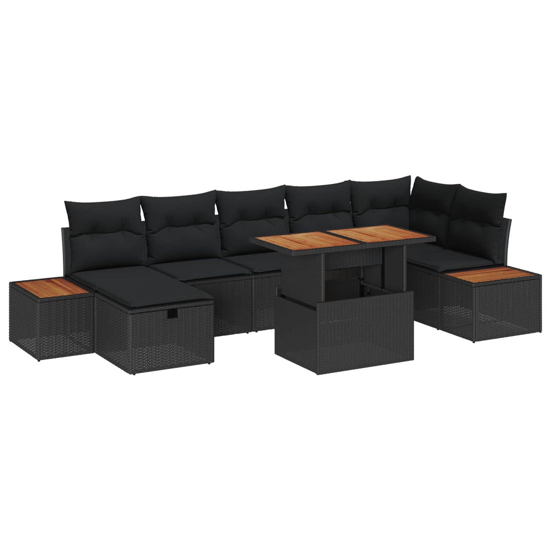 vidaXL Conjunto de sofás de jardín 8 uds. Negro ratán sintético