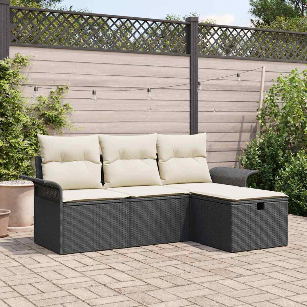 vidaXL Conjunto de sofá de jardín 4 uds. Poliratán