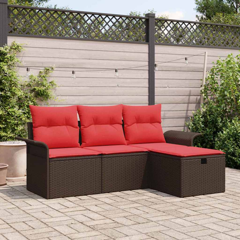 vidaXL Conjunto de sofá de jardín 4 uds. Poliratán