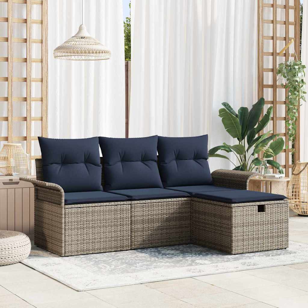 vidaXL Conjunto de sofá de jardín 4 uds. Poliratán