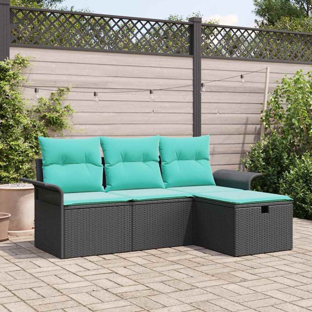 vidaXL Conjunto de sofá de jardín 4 uds. Poliratán
