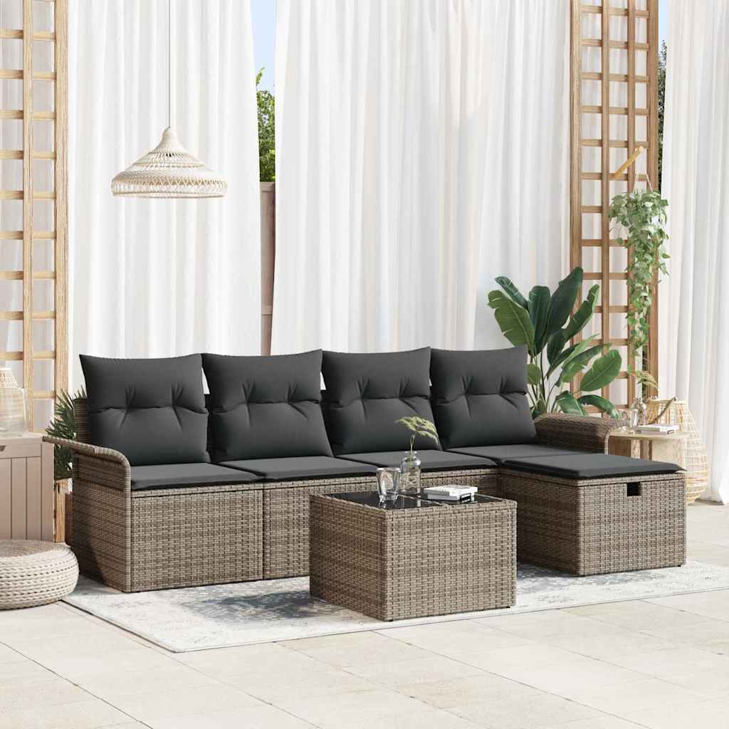 vidaXL Conjunto de sofá de jardín 6 uds. Poliratán