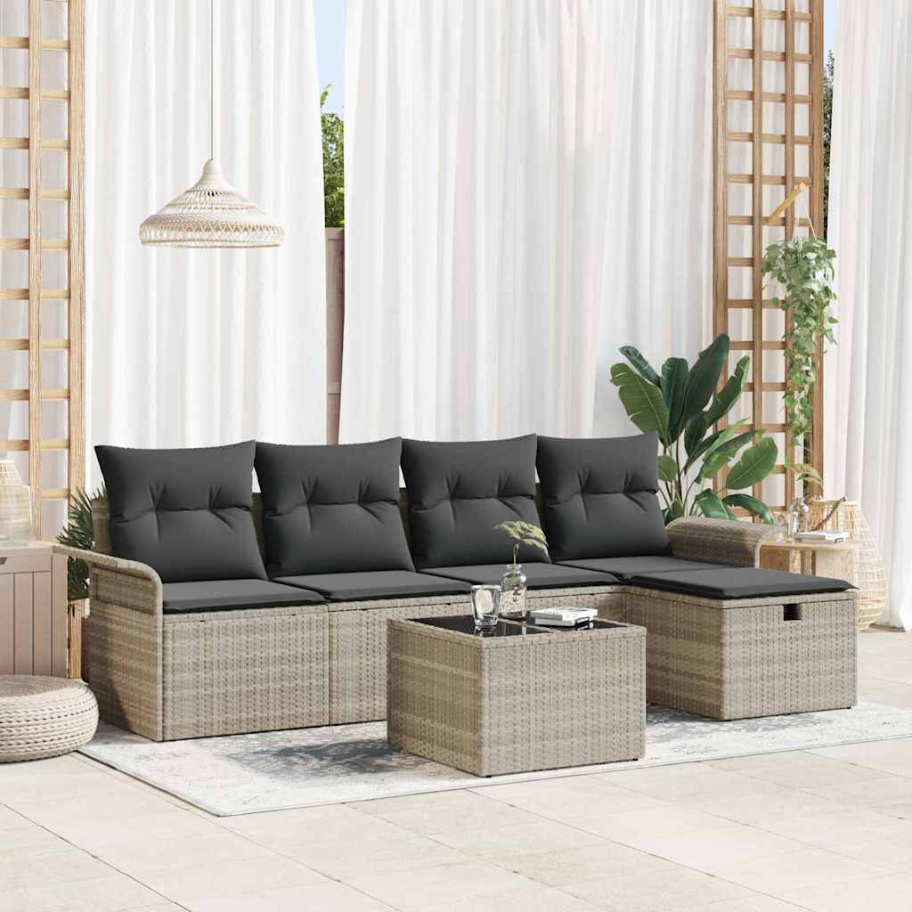 vidaXL Conjunto de sofá de jardín 6 uds. Poliratán