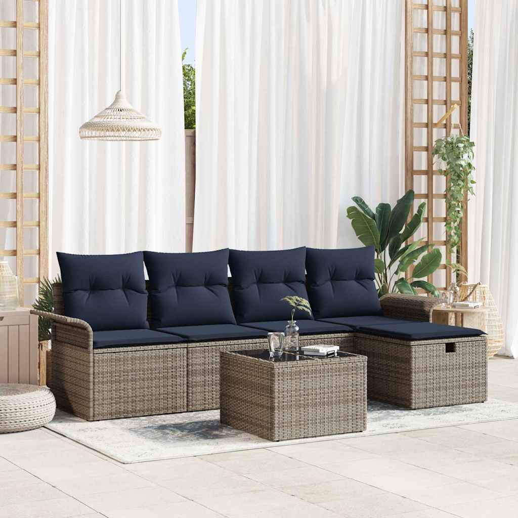 vidaXL Conjunto de sofá de jardín 6 uds. Poliratán