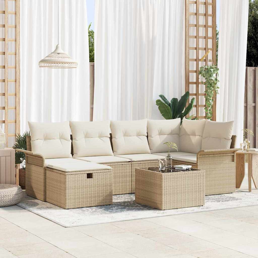 vidaXL Conjunto de sofá de jardín 7 uds. Poliratán