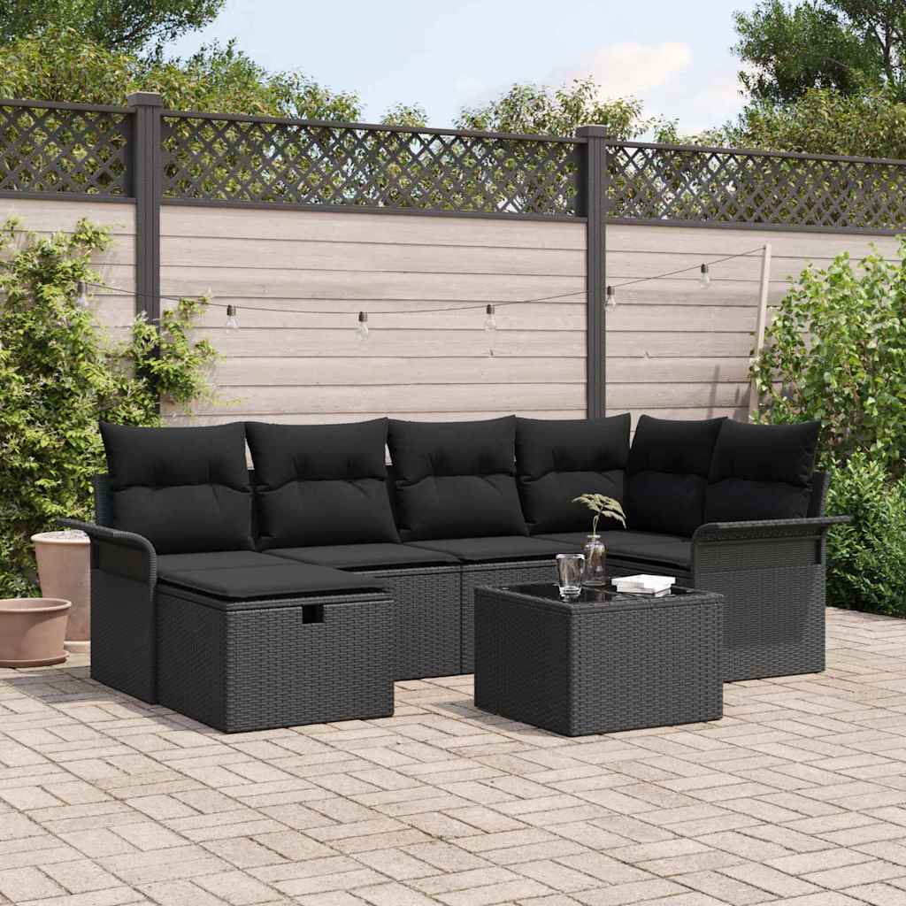 vidaXL Conjunto de sofá de jardín 7 uds. Poliratán