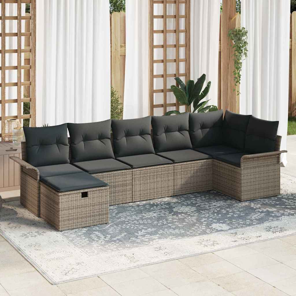 vidaXL Conjunto de sofá de jardín 7 uds. Poliratán