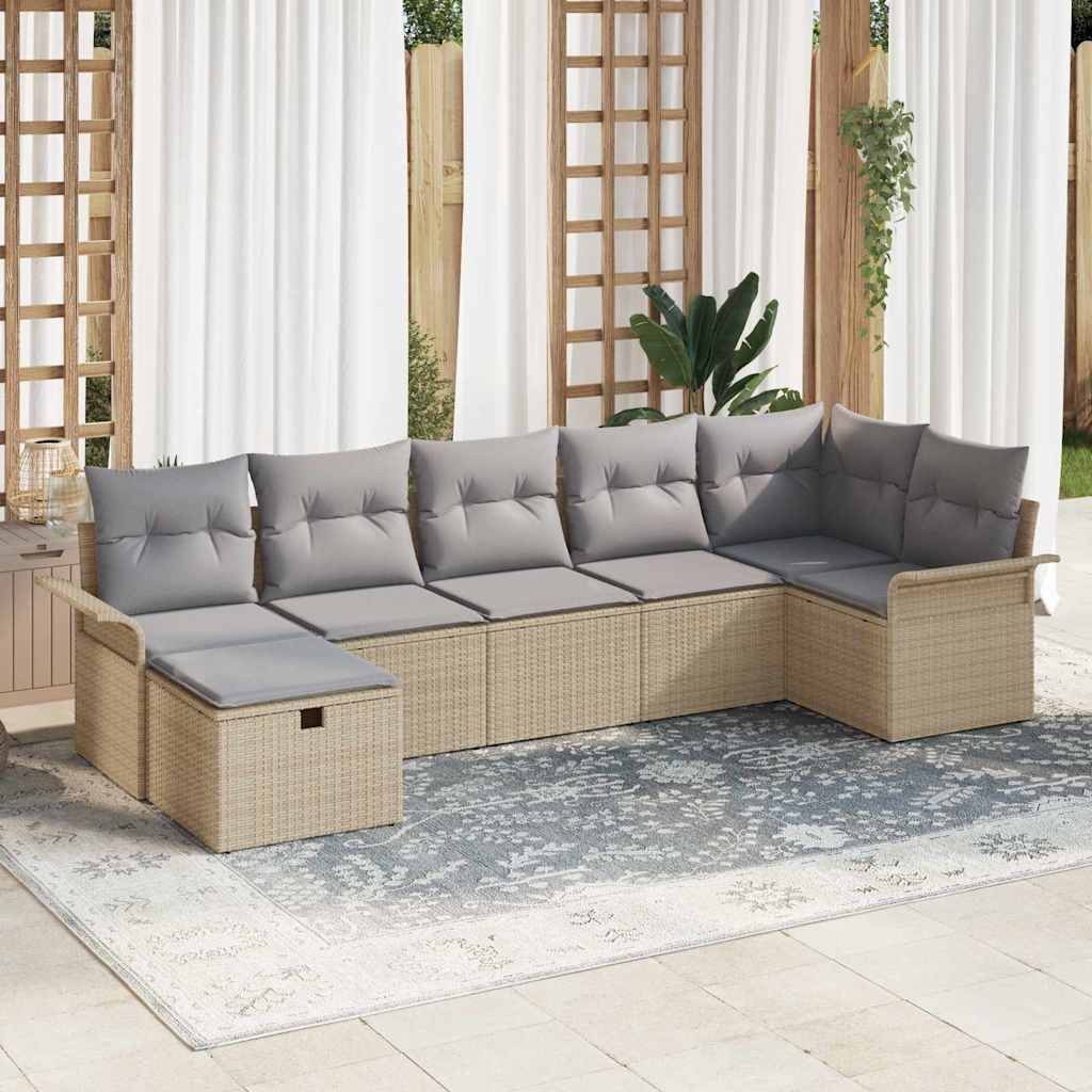 vidaXL Conjunto de sofá de jardín 7 uds. Poliratán