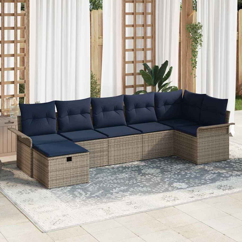 vidaXL Conjunto de sofá de jardín 7 uds. Poliratán