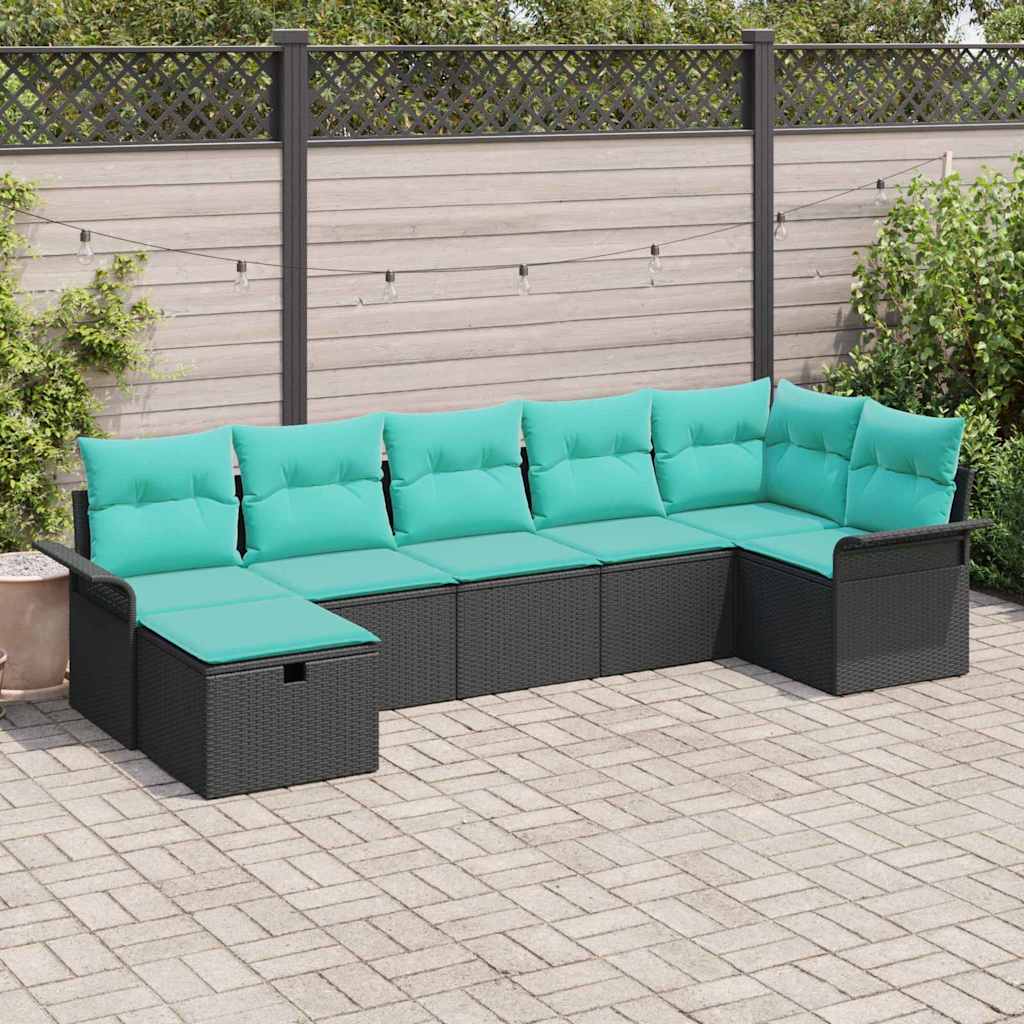 vidaXL Conjunto de sofá de jardín 7 uds. Poliratán