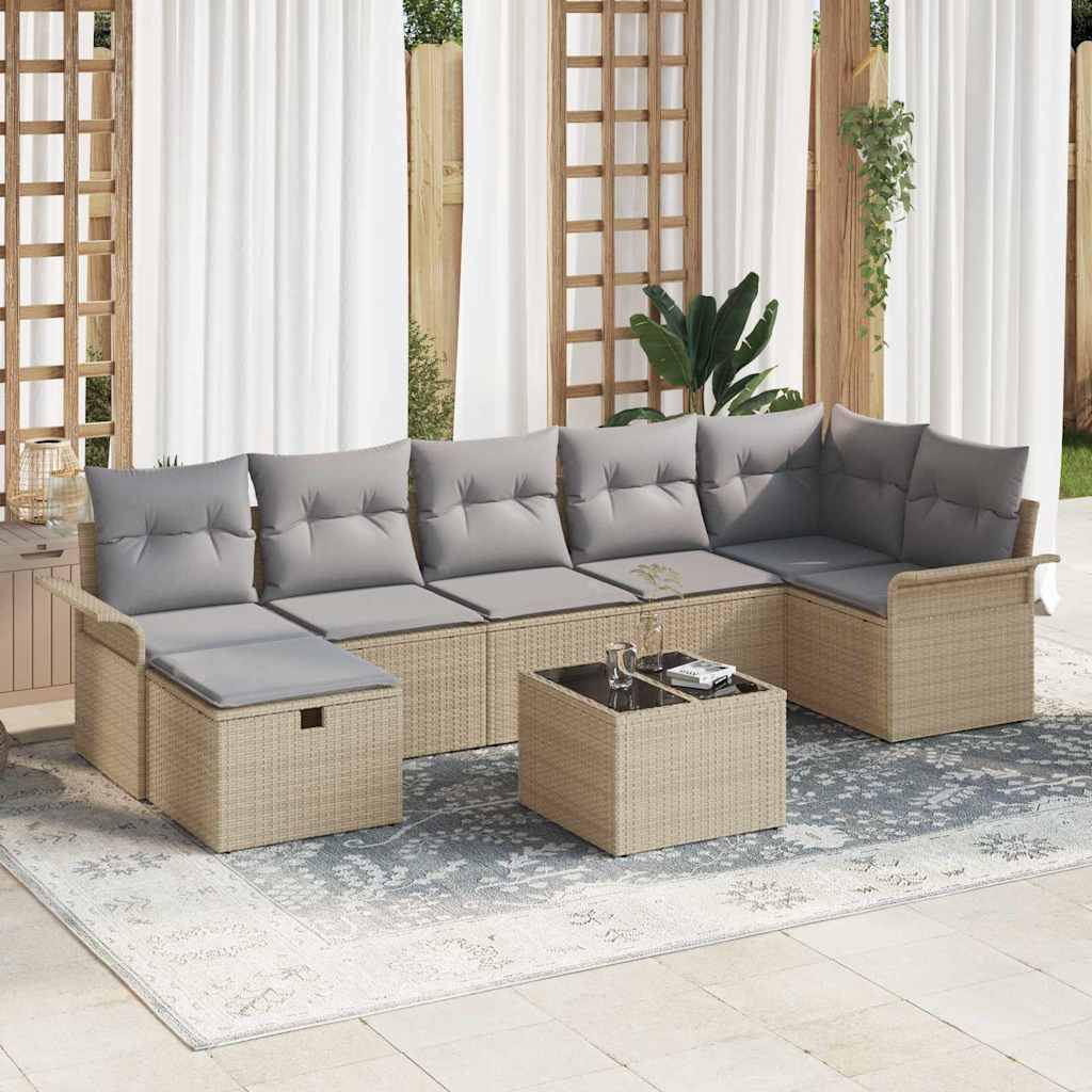 vidaXL Conjunto de sofá de jardín 8 uds. Poliratán