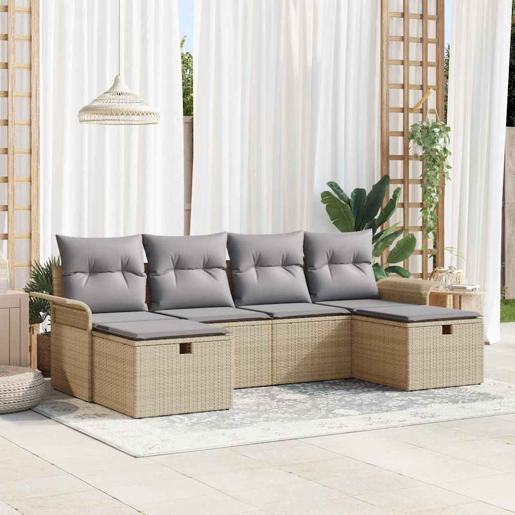 vidaXL Conjunto de sofá de jardín 6 uds. Poliratán