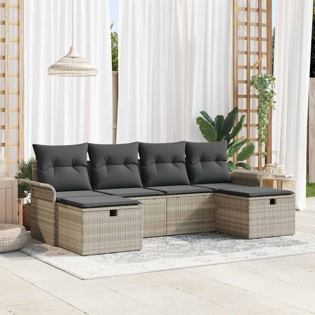 vidaXL Conjunto de sofá de jardín 6 uds. Poliratán