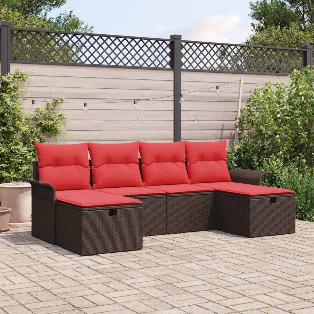 vidaXL Conjunto de sofá de jardín 6 uds. Poliratán