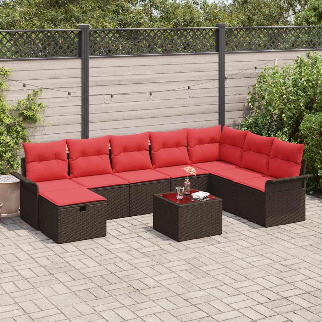 vidaXL Conjunto de sofá de jardín 9 uds. Poliratán