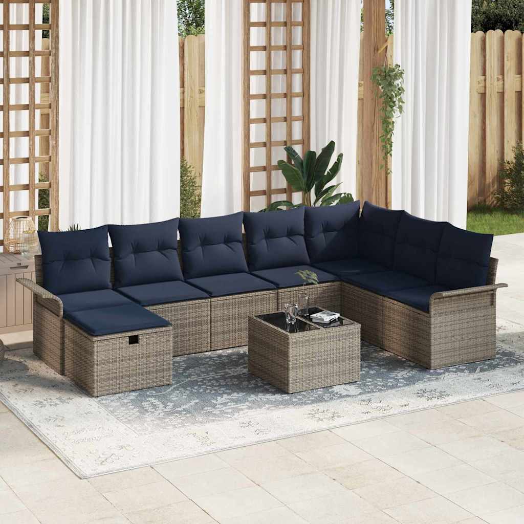 vidaXL Conjunto de sofá de jardín 9 uds. Poliratán