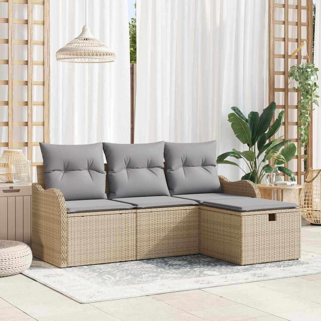 vidaXL Conjunto de sofá de jardín 4 uds. Poliratán